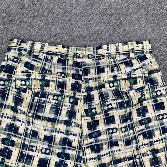 Vintage Reebok Shorts Women 14 Multi Madras Slash Pocket High Rise Retro Culotte - Picture 8 of 12